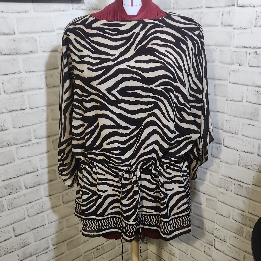 Chaps SZ 1X Zebra Print Blouse